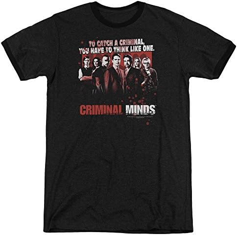 Criminal Minds Think Like One Mens Adult Heather Ringer Shirt Black Lg