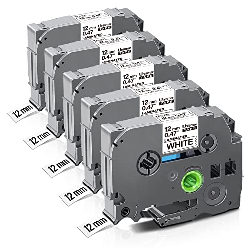 Unismar Tze 12mm 0.47 Laminated White Tape Compatible for Brother TZe