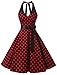 Dressystar Women Vintage Polka Dot Swing Party Picnic Costume Dresses Halter