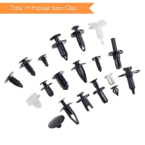 EZYKOO 425 pcs Plastic Rivets-19 Popular Sizes Car Door Panel Clips Kit Upholstery Fasteners Removal Tool Compatible with GM Ford Toyota Honda Chrysler