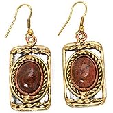 Anju E2203 Mixed Metal Earrings with Unakite