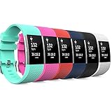 MoKo Fitbit Charge 2 Band, [6 PACK] Soft Silicone Adjustable Replacement Strap for 2016 Fitbit Charge 2 HR Heart Rate + Fitness Wristband, Wrist Length 5.70