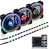 DS 120MM Wire Rainbow RGB Case Fans with Controller for PC Cases ...