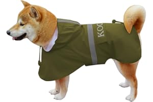 KOOGAL Green Waterproof Raincoat, 2XL for Small Dogs, Adjustable, Windproof, Reflective Strips