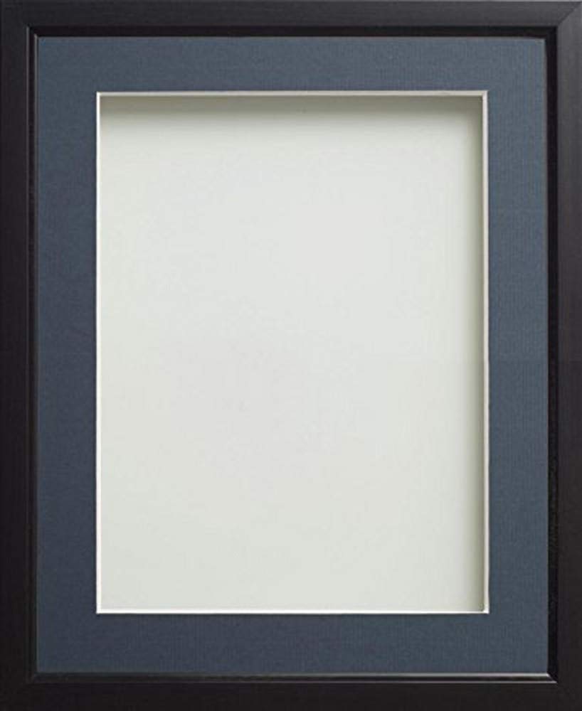 Frame Company Drayton Range Black Frame with Blue Mount, A4 for 10x6 *Choice of Sizes* Fitted with Real Glass