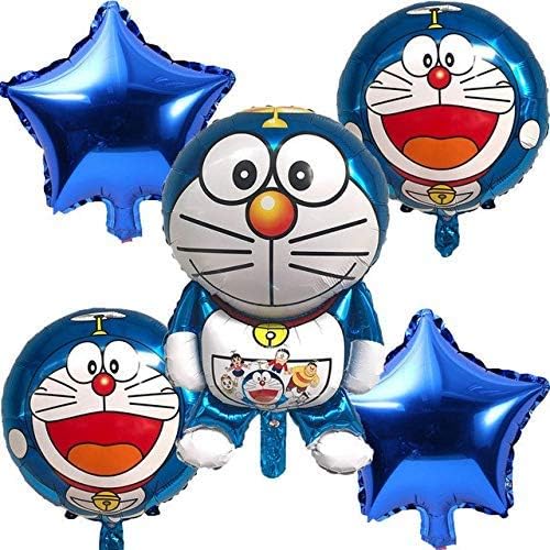 Shopperskart® Presents “Doraemon Foil Balloons Pack" for Party Decorations (5pcs, Multi Color, 30" inch)