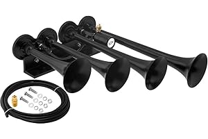 Vixen Horns Train Horn for Truck/Car. 4 Air Horn Black Trumpets (XLong). Super Loud dB. Fits 12v Vehicles like Semi/Pickup/Jeep/RV/SUV VXH4124XLB