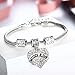 3PCs Crystal Love Heart Charm Little Sis Middle Sis Big Sis Bracelet Sister Jewelry Gifts (Clear)