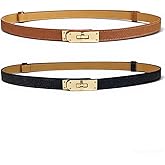 BEMYLV 2 Pack Skinny Belts for Women Dresses Fashion Adjustable Waist Belt for Pants Jeans Business Casual Outfit