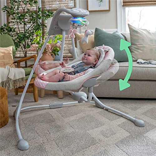 Ingenuity InLighten 6Speed Baby Swing EasyFold Frame, Swivel Infant Seat, Nature Sounds