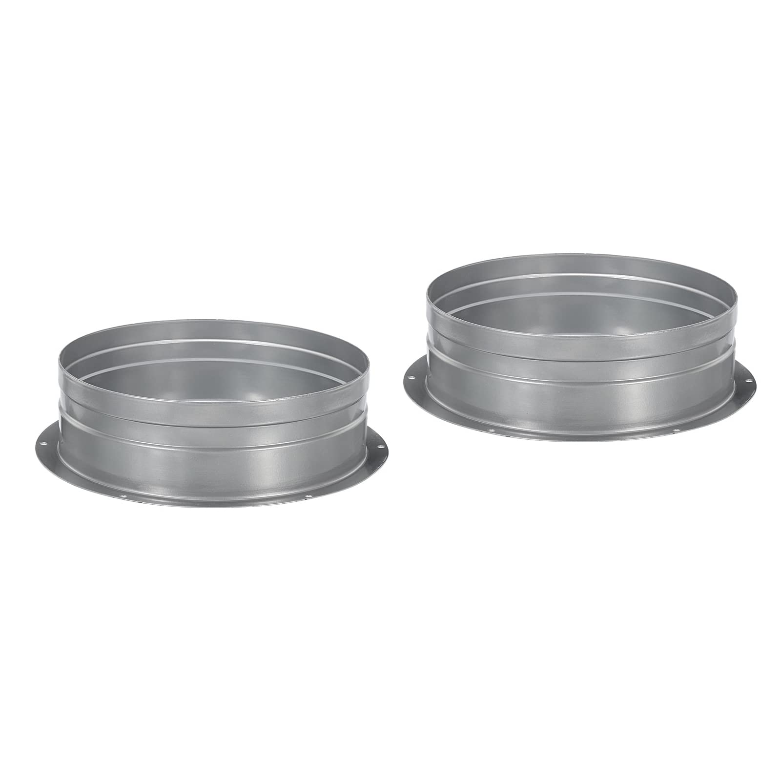 PATIKIL 8 Inch Duct Connector Flange, 2 Pack Metal Straight Pipe Exhaust Hose Flange for Heating Cooling Ventilation HVAC System