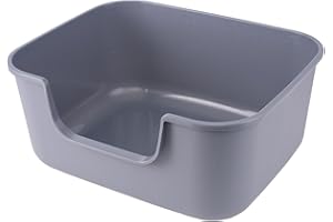 LoopTime Large Cat Litter Box with High Sides,Cat Boxes for Indoor Cats,Cat Litter Pan for Kitty,Litter Box with Low Entry,Easy to Clean,Anti-Splashing (Grey)