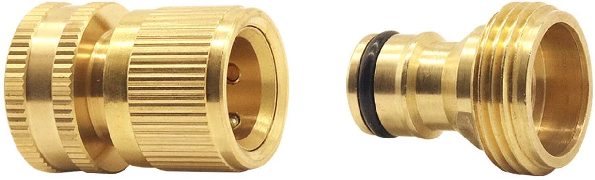 Hydrogarden Garden Hose Quick Connect,3/4 inch Brass Female Thread Tap Connector Male Quick Connector Adapter Hose Connectors Hose Fittings for Car Wash Guns Garden Irrigation Systems(1SET)