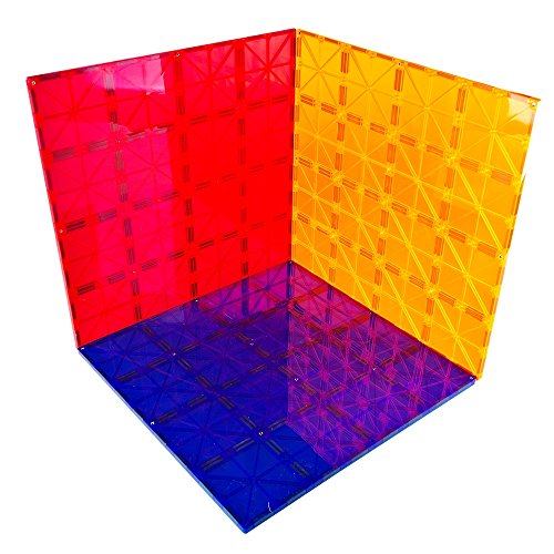 Mag-genius Magnet Tiles Super Big Magnet Toy Building Toy Board Size of 16 Mag-Genius Magnet Tiles 3 Different Colors Stabilizer 12" X 12" Magnet Plates Compaible With Any Other Brand
