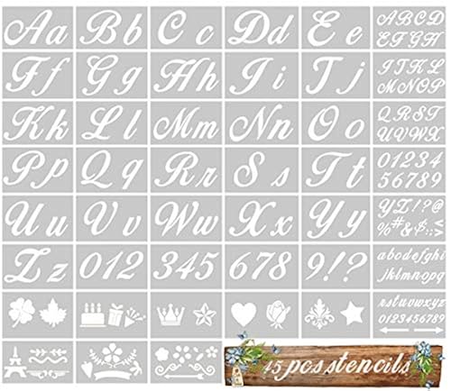45Pcs Letter Stencils for Painting on Wood Alphabet Art Craft Stencils ...