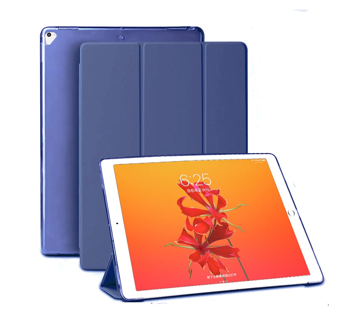SMART Case for iPad Pro 12.9 Case 2nd Generation 2017/1st Generation 2015(Model: A1584 A1652 A1670 A1671 A1821), Ultra Slim Lightweight Stand Smart Case with Translucent Frosted Back Cover (Navy Blue)