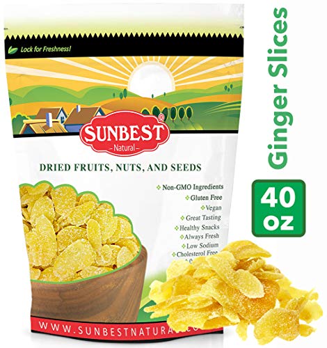SUNBEST Dried Crystallized Ginger Slices in Resealable Bag (2.5 Lb)