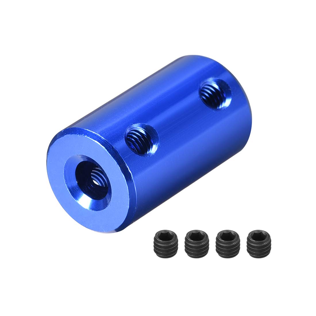 sourcing map 3mm to 5mm Bore Rigid Coupling Set Screw L25XD14 Aluminum Alloy,Shaft Coupler Connector,Motor Accessories,Dark Blue,2pcs