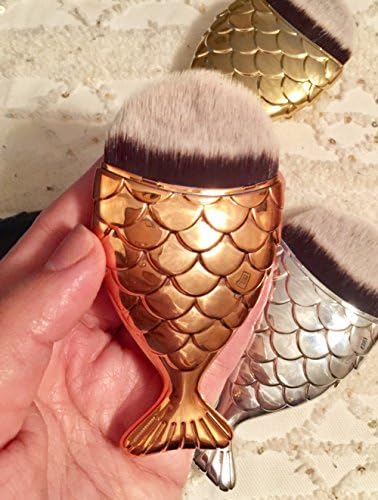 Chubby Mermaid Goldfish Foundation Makeup Brush for Contouring, foundation, blush, and applying liquid creams (Rose gold)