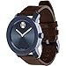Movado Bold Navy Blue Sunray Dial Mens Leather Watch 3600461