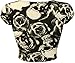 WearAll Women's Print Cap Sleeve Crop Top - Skull Roses - US 8-10 (UK 12-14)