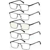 EYECEDAR 5-Pack Reading Glasses for Men Metal Frame Spring Hinges with Computer Readers 2.00
