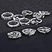 Malloom 11PCS/Set Women Bohemian Vintage Stack Rings Above Knuckle Rings Set (Silver)