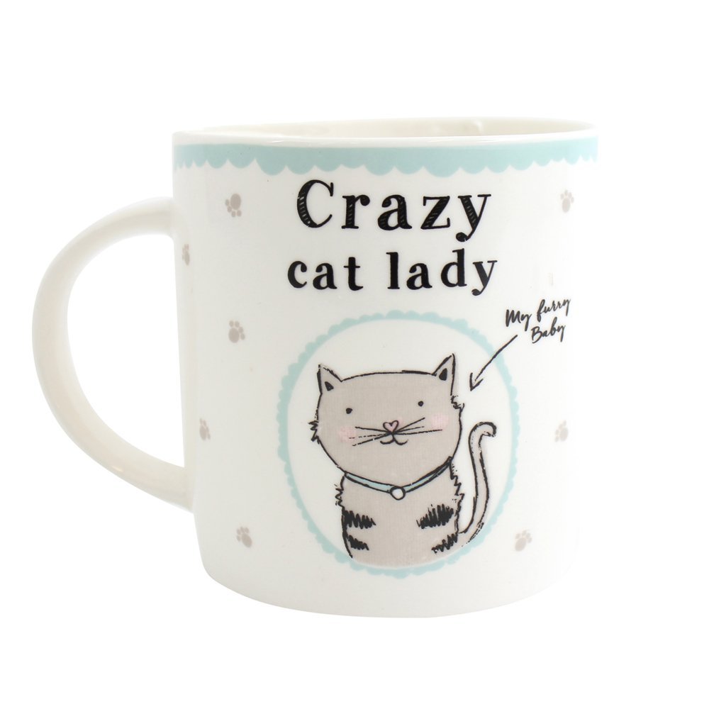 Multicolor Ceramic Crazy Cat Lady Boxed Mug - 9cm x 12.3cm (1 Pc.) - Unique & Vibrant Design - Sturdy Coffee Mug - Ideal for Home & Office