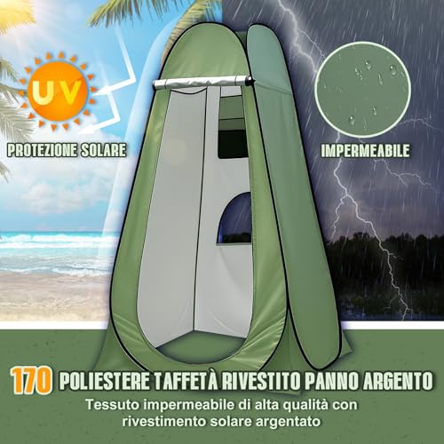 Charmofun Tenda Doccia Campeggio, Tenda WC Campeggio con Finestra e Tasca Portaoggetti, Tenda da Bagno Pop Up per Spiaggia, Pesca, Escursionism