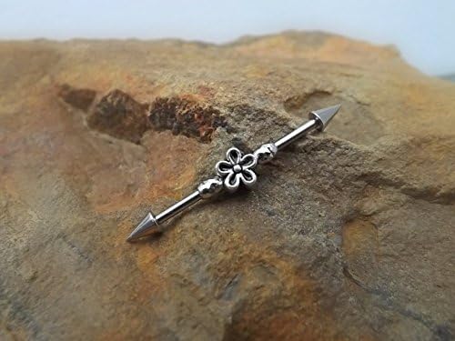 Industrial Barbell Flower 14ga Body Jewelry Ear Jewelry Double Piercing