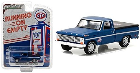 Amazon Com Greenlight 1 64 Running On Empty Series 2 1969 Ford F 100 With Bed Cover Stp Diecast Vehicle Toys Games