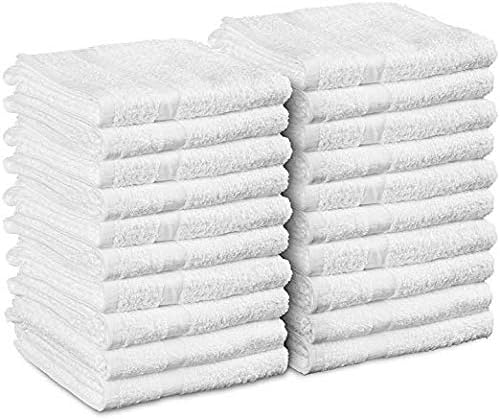 Cotton-Salon-Towels Gym-Towel Hand-Towel - (24-Pack) - 16 inches x 27 inches - 100% Ringspun-Cotton, Maximum Softness and Absorbency, Easy Care - By Living Fashions (White)