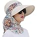 Lanzom Women Lady Wide Brim Cap Visor Hats UV Protection Summer Sun Hats (White) One Size