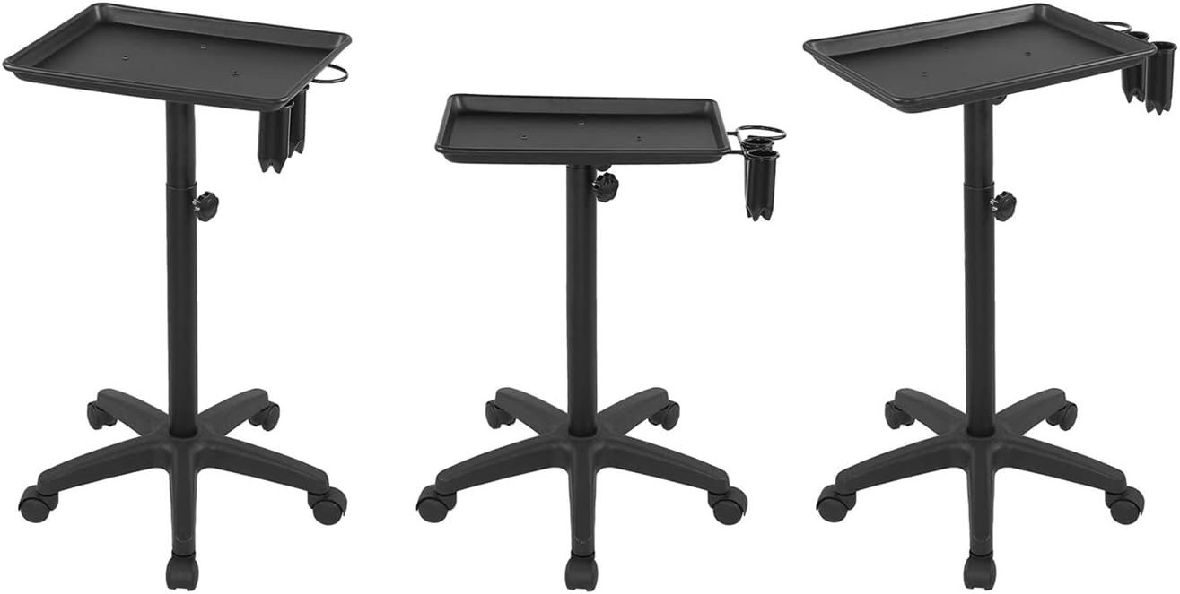 Salon Tray Beauty Rolling Trolley Cart Hair Spa Equipment Height Adjustable with Wheels Hairdressing Tattoo Storage Black: Furniture & Decor