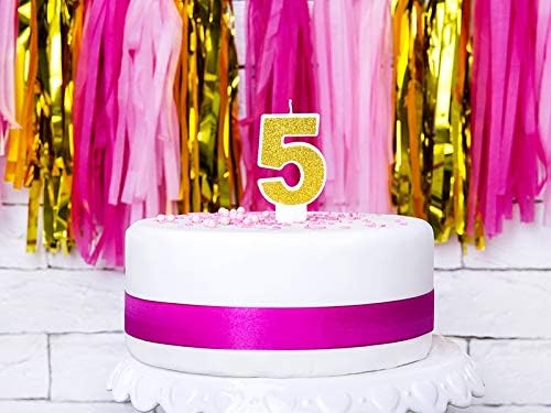 PartyDeco Birthday Candle Number 5 Gold Glitter Cake Decoration Cake Toppers Muffin Bakes Birthday Wedding Anniversary Candles for Adults Children - Image 4