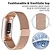 POY Metal Replacement Bands Compatible for Fitbit Charge 3 and Charge 3 SE Fitness Activity Tracker, Milanese Loop Stainless Steel Bracelet Strap with Unique Magnet Lock for Women Men, Small Rose Gold