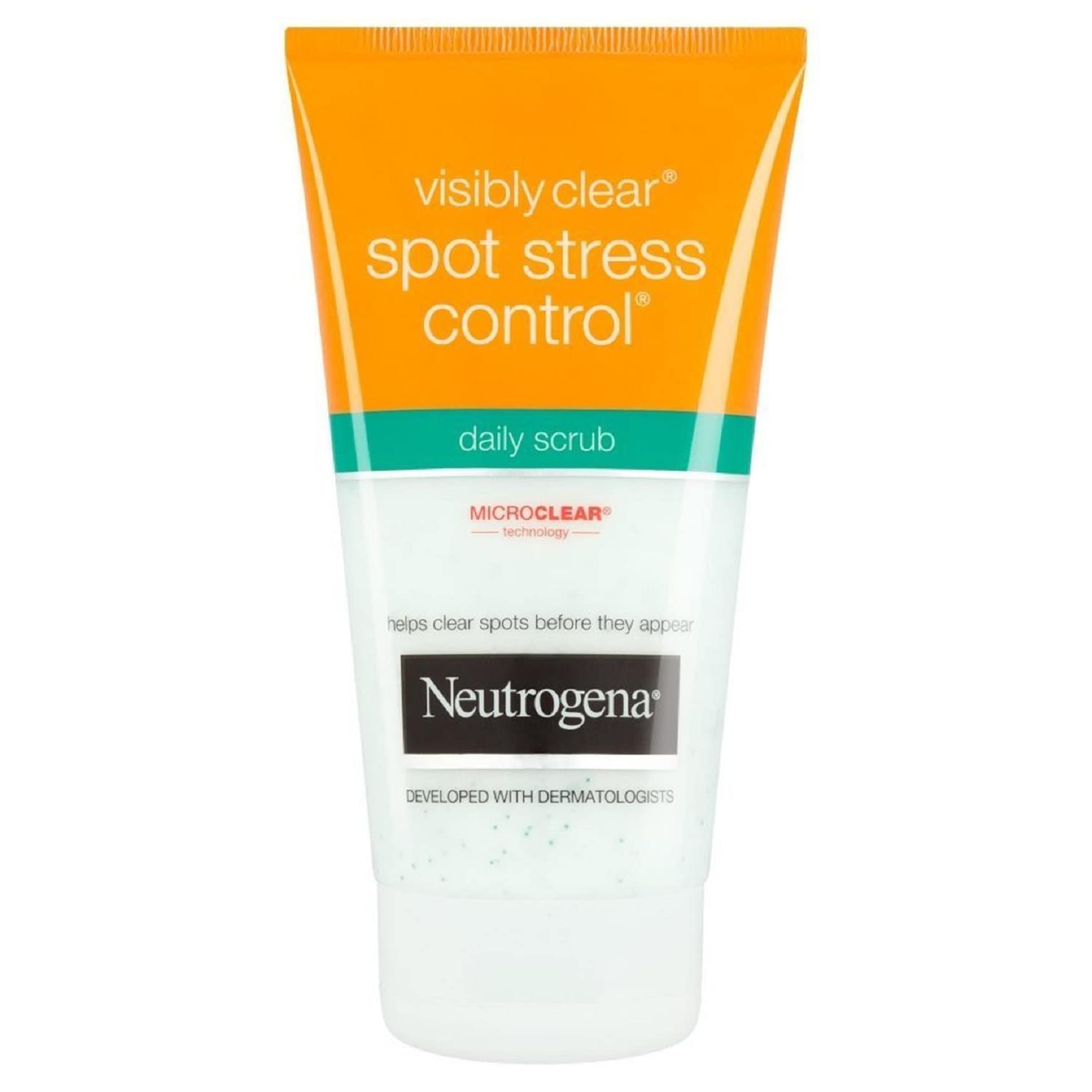 Neutrogena Visibly Clear Spot Stress Control Daily Scrub (1x 150ml), Daily Face Scrub for Spot-Prone Skin, Brightening and Smoothing with Salicylic Acid, Developed with Dermatologists