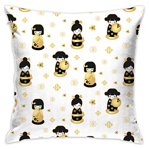Pillow Covers Japanese Geisha Doll Graphics Soft Standard 17.71 X 17.71 Inch Pillowcases Double Printed Cushion Covers Car Sofa Home Decor