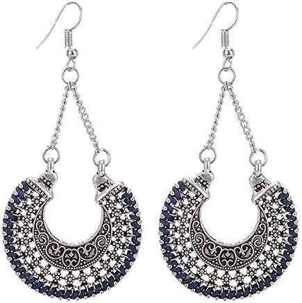 Dana Carrie Europe, the United States exaggerated exposed carved earrings retro metal Braid U-braided flowers ears ear fall into the blue