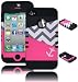 Bastex Chevron Hard Shell Silicone Hybrid Case for iPhone 4, 4S - Black and Pink