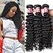 UNice Hair Peruvian Virgin Hair Deep Wave 3 Bundles Real Human Hair Weft Extensions Natural Color 95-100g/piece (12 14 16)