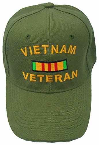 Vietnam Veteran Cap w/ Bumper Sticker OD Green Vet Hat Army Navy Air Force Marine