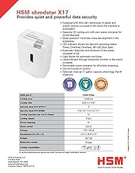 HSM shredstar X17, 17-Sheet Cross-Cut Paper/CD/Card
