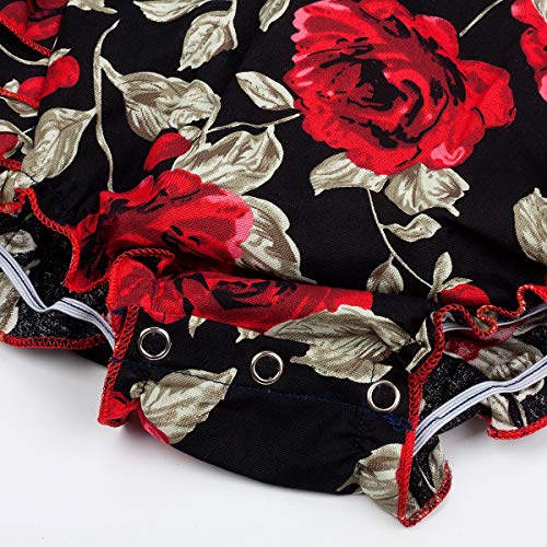 Slowera Baby Girls 2pcs Sets Cotton Ruffles Romper Outfits Clothes (M: 12 Months, Red Rose)