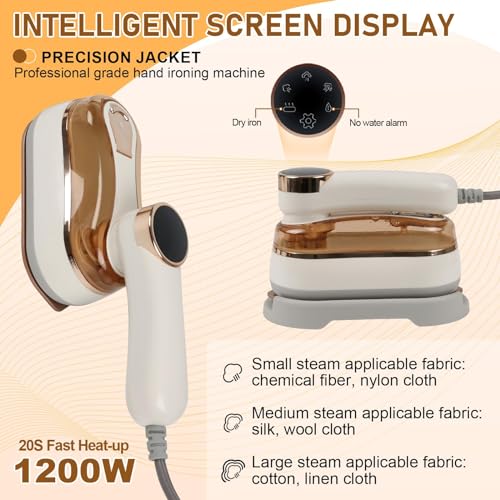 TERRIFI Steamer for Clothes, 1200W Foldable Handheld Travel Steamer, Mini Steam Iron, Fast Heat Up, Portable Garment Steamer for Home and Travel, 180ml Water Tank, White