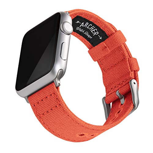 Archer Watch Straps - Canvas Watch Bands for Apple Watch (Tangelo Orange, Stainless, 38/40mm)