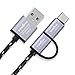 TRILINK Type C 2 in 1 Cable [2 Pack] 3.3Ft Braided USB C/Micro USB Combo Design Charge Data Sync Cord(Gray)