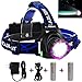 LED Headlamp Flashlight, Super Bright Rechargeable Headlight for Cycling Running Dog Walking Camping Hiking Fishing Night Reading (Purple headlamp)