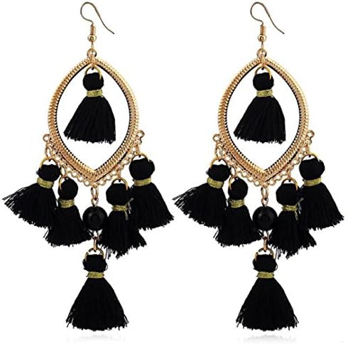 Vintage Earrings, Paymenow Women Boho Hook Dangle Rhinestones Crystal Tassel Pearl Chains Drop Earrings Fashion Jewelry (A)
