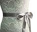 E-Clover Bridal Crystal Rhinestone Wedding Dress Sash Belt With Ribbon (Grey)